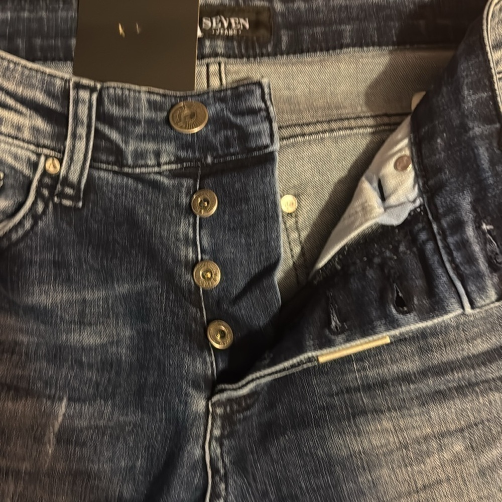 NWT A Seven Jeans Denim Distressed Low Rise Super Skinny Button Fly Jeans - Picture 10 of 10